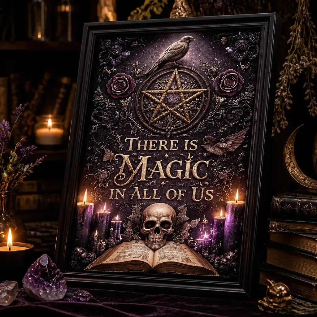 Gothic Witchcraft Black Framed Art Print - Wicca Canvas Wall Art for Pagan Sacred Decor_mockup_3.webp