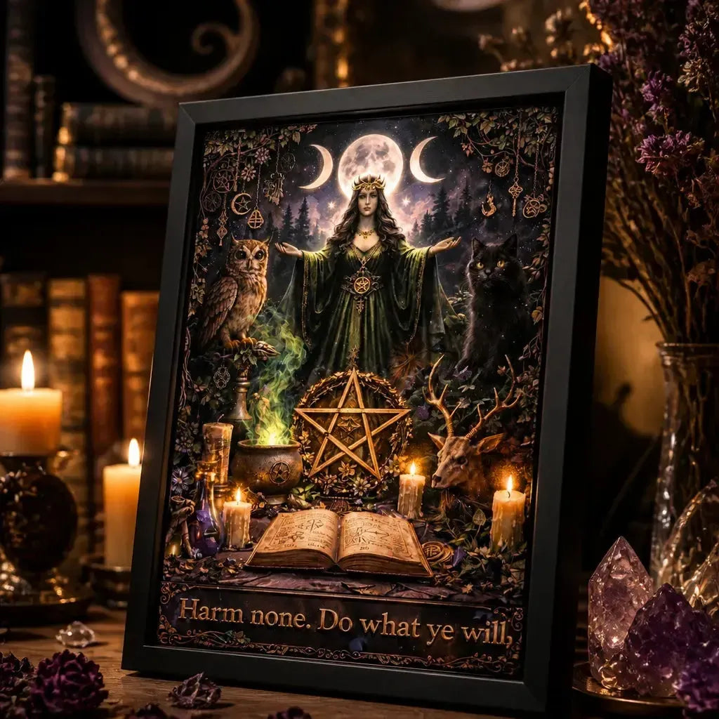 Mystical Wicca and Pagan Art Print - Black Framed Canvas Wall Decor for Witchcraft Lovers_mockup_3.webp