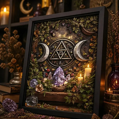 Witchcraft Triple Moon Canvas Wall Art - Black Framed Print for Wicca Altar & Sacred Space_mockup_3.webp