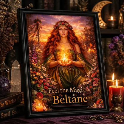 Beltane Pagan Goddess Canvas Wall Art - Black Framed Art Print Wiccan Altar Decor_mockup_3.webp