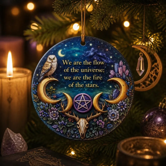 Pagan Triple Moon Altar Yule Ceramic Ornament with Owl – Wiccan Christmas Home Decor_mockup_1.webp