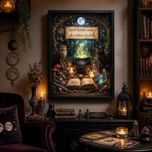 Spiritual Wicca Pagan Art - Black Framed Canvas Wall Print for Occult Witch Home Decor_mockup_1.webp
