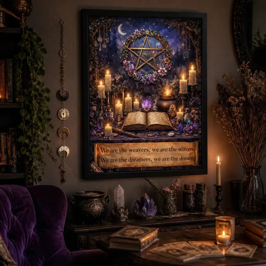 Sacred Pentacle Wicca Wall Art - Black Framed Witchcraft Canvas Print for Pagan Spiritual Decor_mockup_1.webp