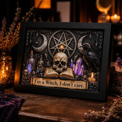 Witchcraft Triple Moon & Gothic Skull Raven Black Framed Art Print - Halloween Canvas Wall Art for Witchy Decor_mockup_3.webp