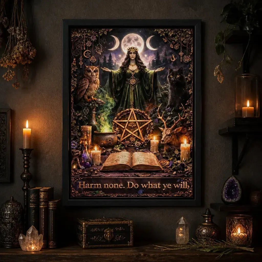 Mystical Wicca and Pagan Art Print - Black Framed Canvas Wall Decor for Witchcraft Lovers_mockup_2.webp
