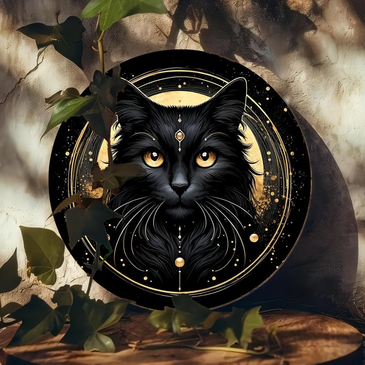 Mystical Black Cat Metal Sign Occult Cat Home Decor-MoonChildWorld