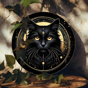 Mystical Black Cat Metal Sign Occult Cat Home Decor