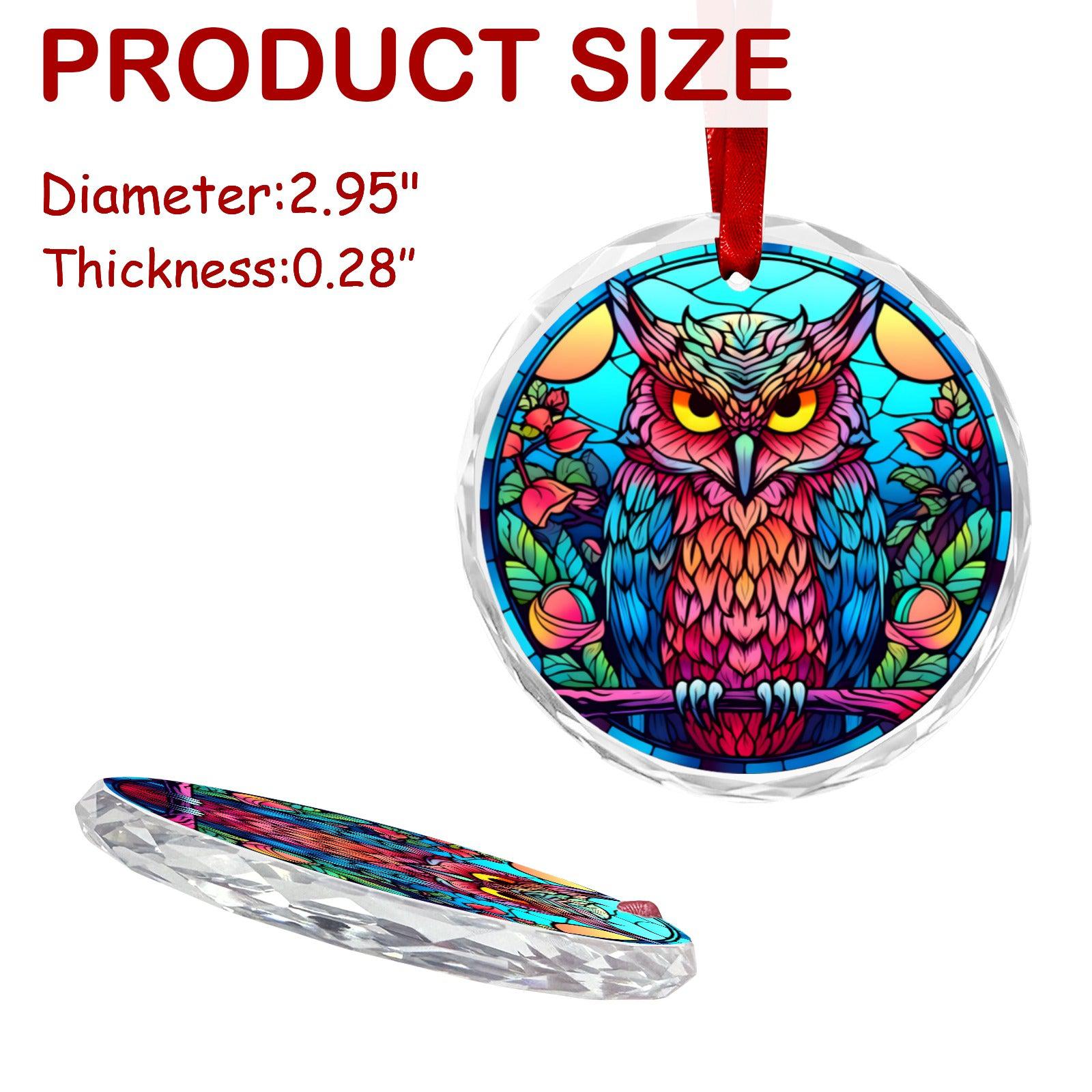 Wild Owl Glass Christmas Ornament-MoonChildWorld