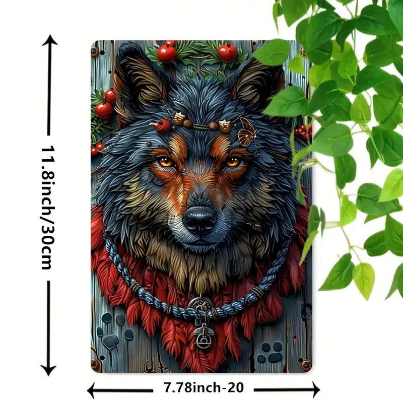 Spirit Wolf Wall Art Head Wolf Metal Sign Yule Pagan Home Decor-MoonChildWorld