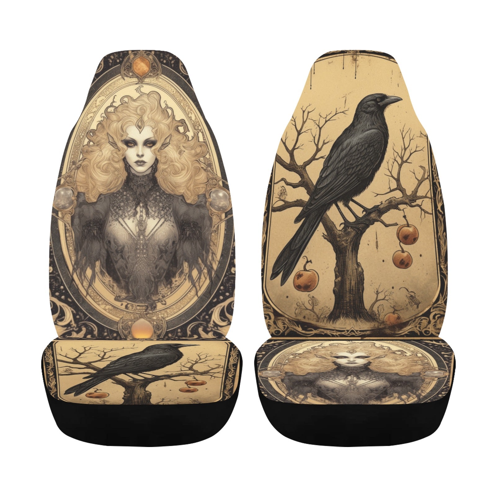 Halloween Witch Gothic Raven Car Seat Covers-MoonChildWorld