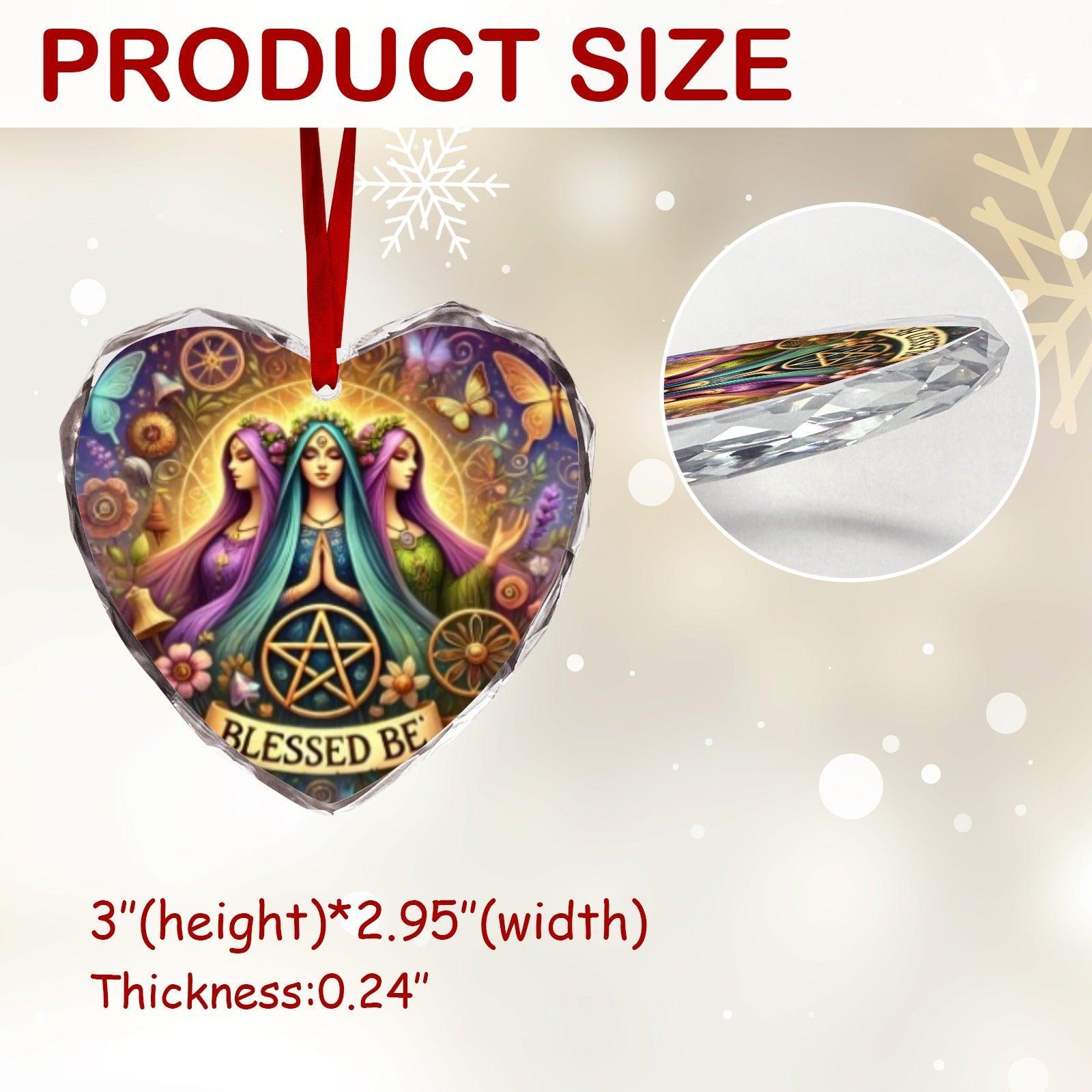 Hecate Goddess Triple Goddess Wicca Yule Heart-Shaped Crystal Glass Ornament-MoonChildWorld