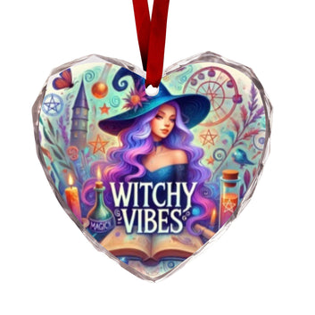 Magick Witch Wicca Christmas Heart-Shaped Crystal Glass Ornament