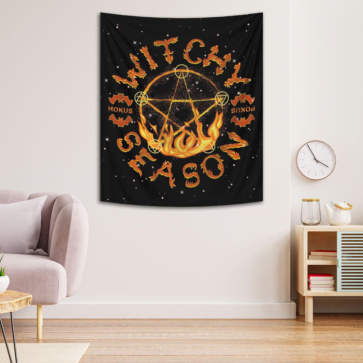 Pentacle Wicca Tapestry Halloween Wall Hanging-MoonChildWorld