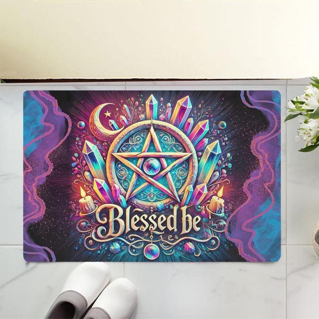 Magick Crystal Pentacle Wicca Doormat for Pagan Decor - Witchy Pentagram Doormat-MoonChildWorld