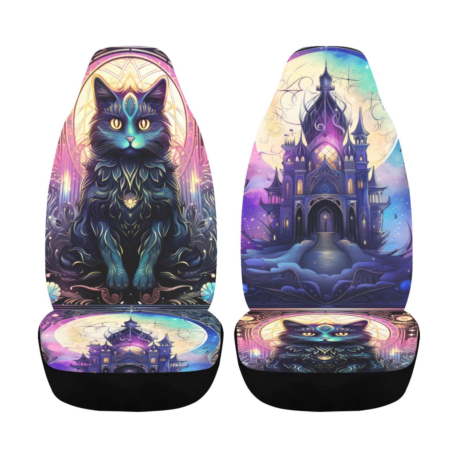 Halloween House Witchy Cat Car Seat Covers-MoonChildWorld