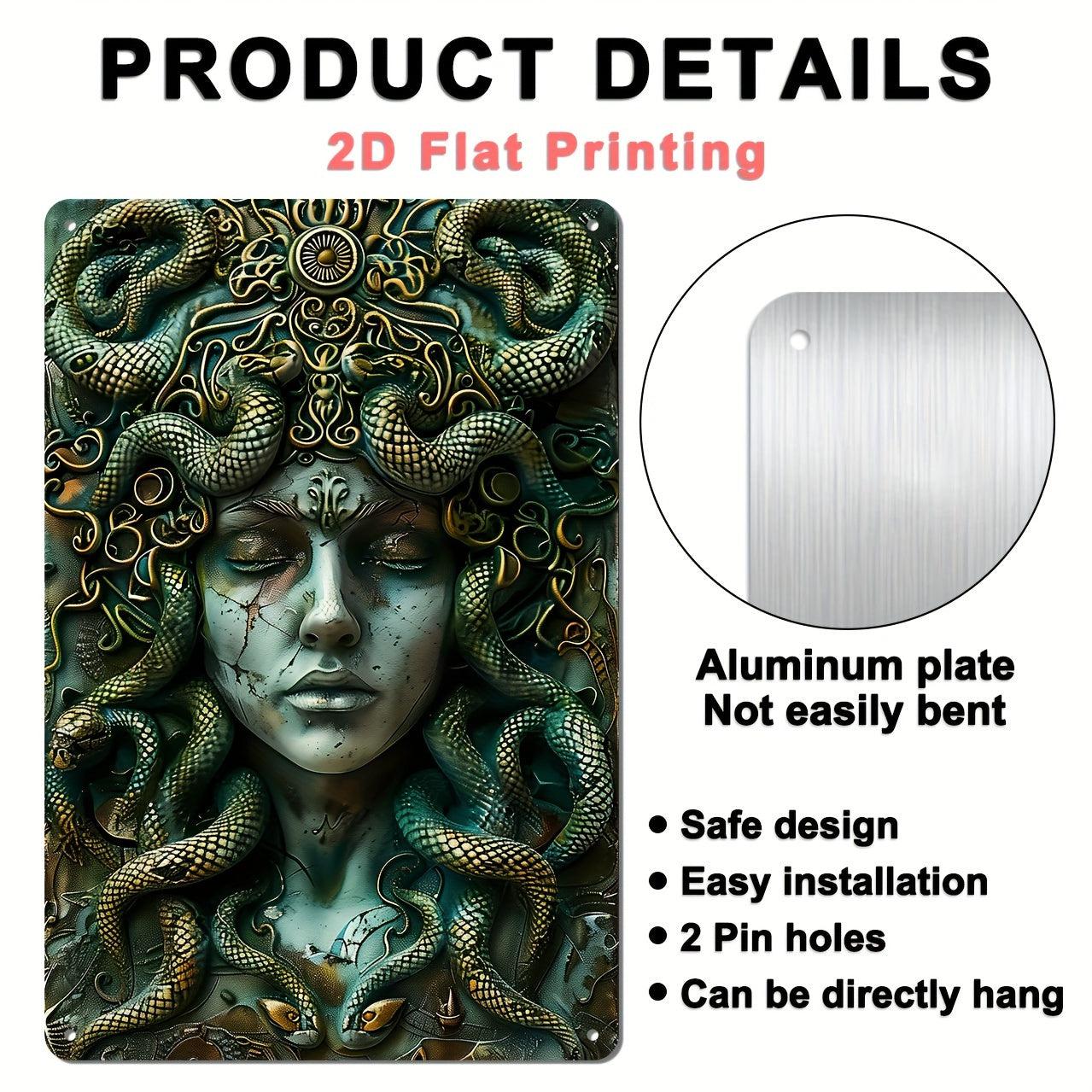 Vintage Medusa Aluminum Wall Sign Medusa Metal Sign Greek Mythology Decor-MoonChildWorld