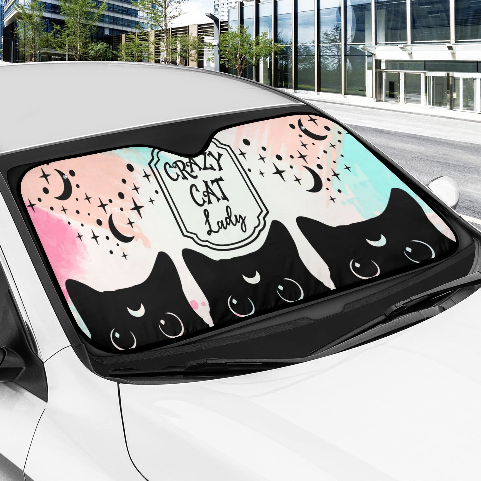 Crazy Cat Lady Witchy Car Sun Shade-MoonChildWorld