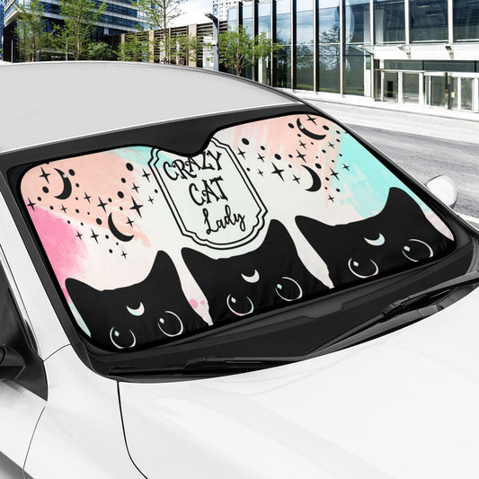 Crazy Cat Lady Witchy Car Sun Shade