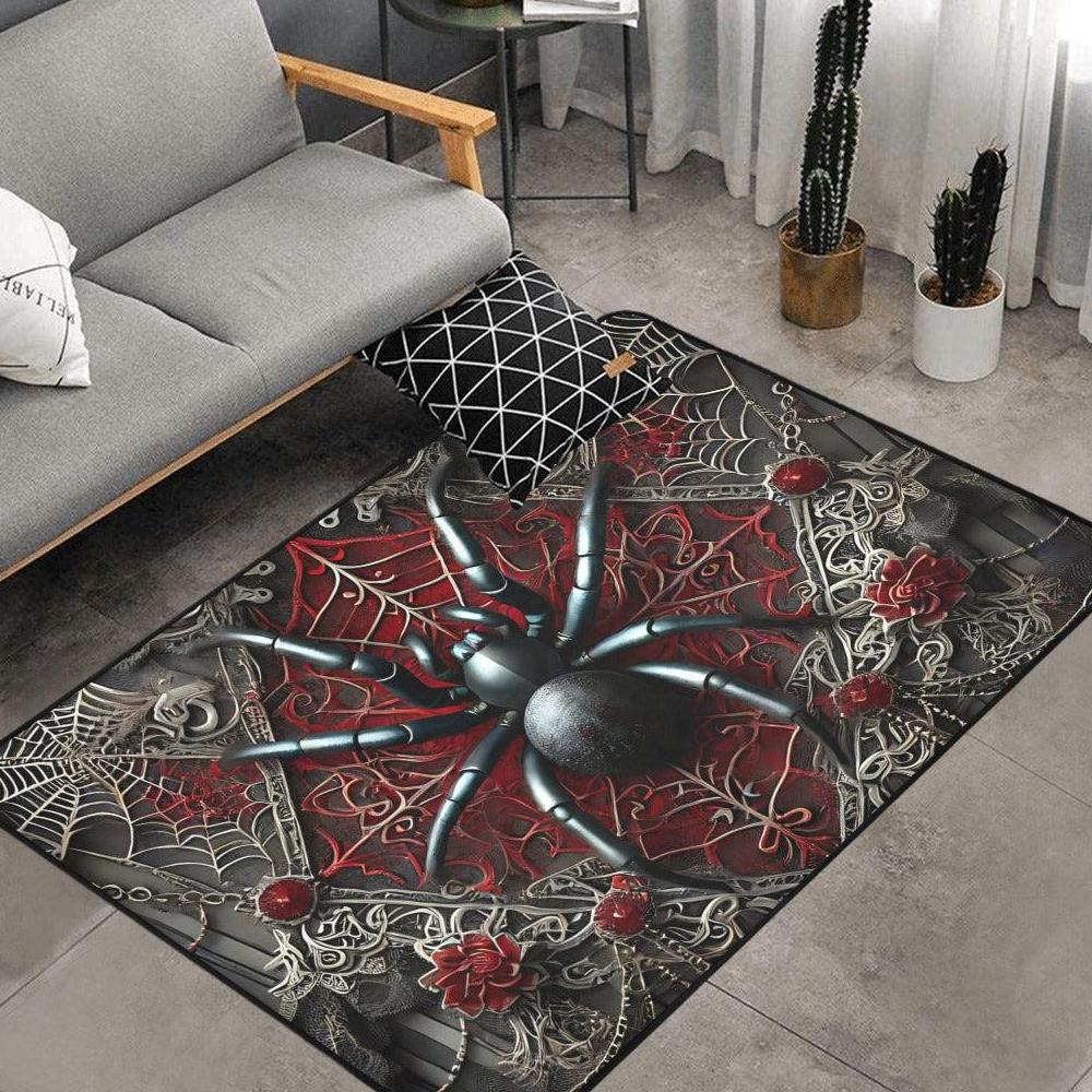 Gothic Spider Area Rug Halloween Witchy Carpet-MoonChildWorld