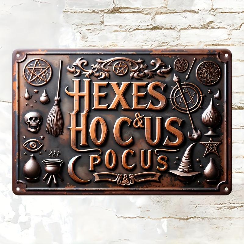 Sarcastic Hexes & Hocus Pocus Metal Sign Witch Wall Decor Halloween Welcome Sign-MoonChildWorld