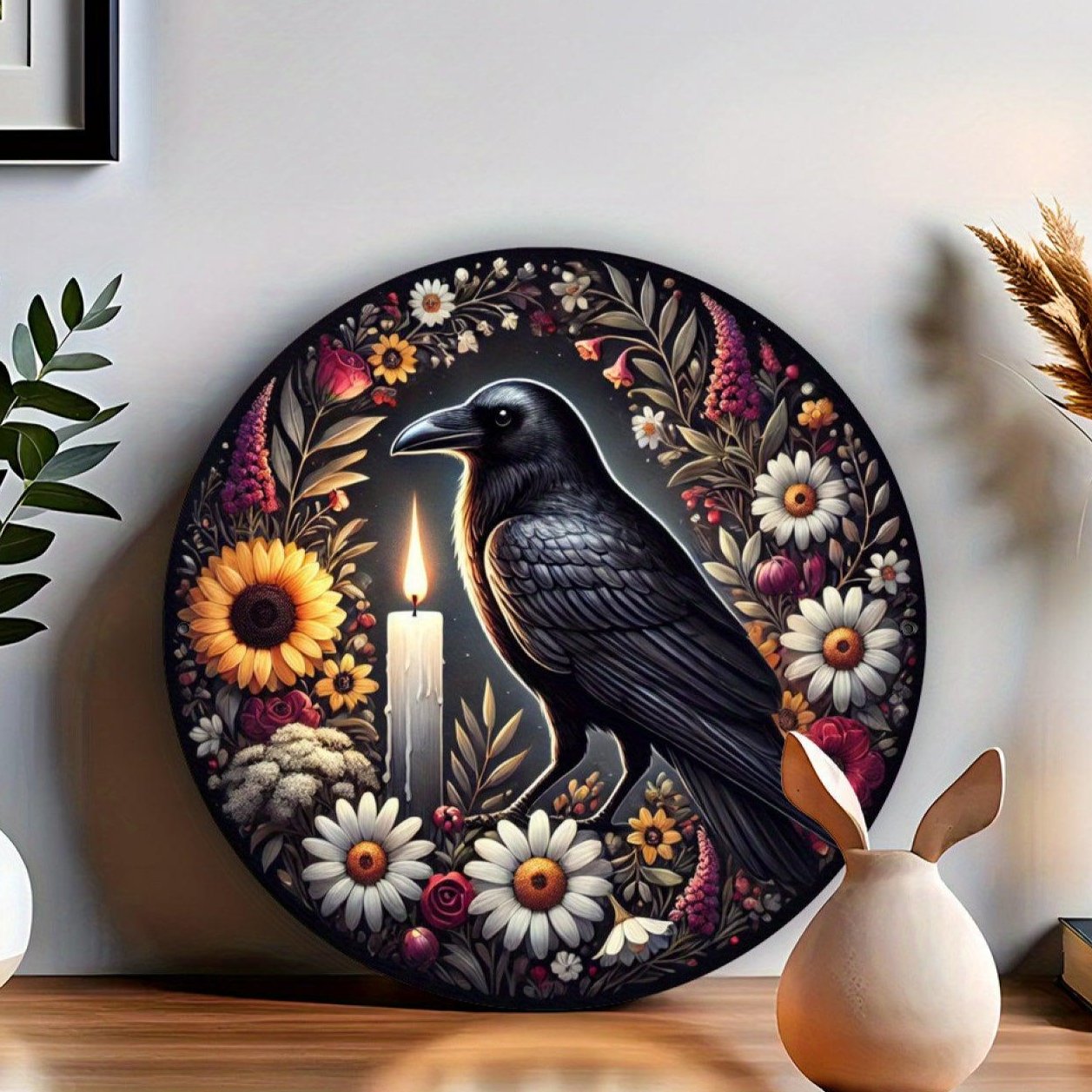 Dark Crow Metal Wall Art Black Raven Metal Sign for Witchy Christmas Decor-MoonChildWorld