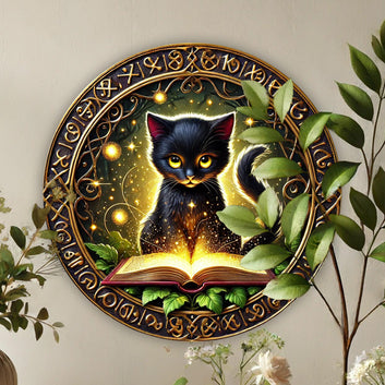 Charming Black Cat Metal Sign Magic Home Decor