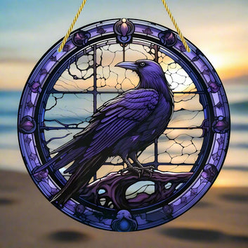 Dark Raven Gothic Suncatcher Crow Window Decor Whimsical Crow Decor Crow Suncatcher