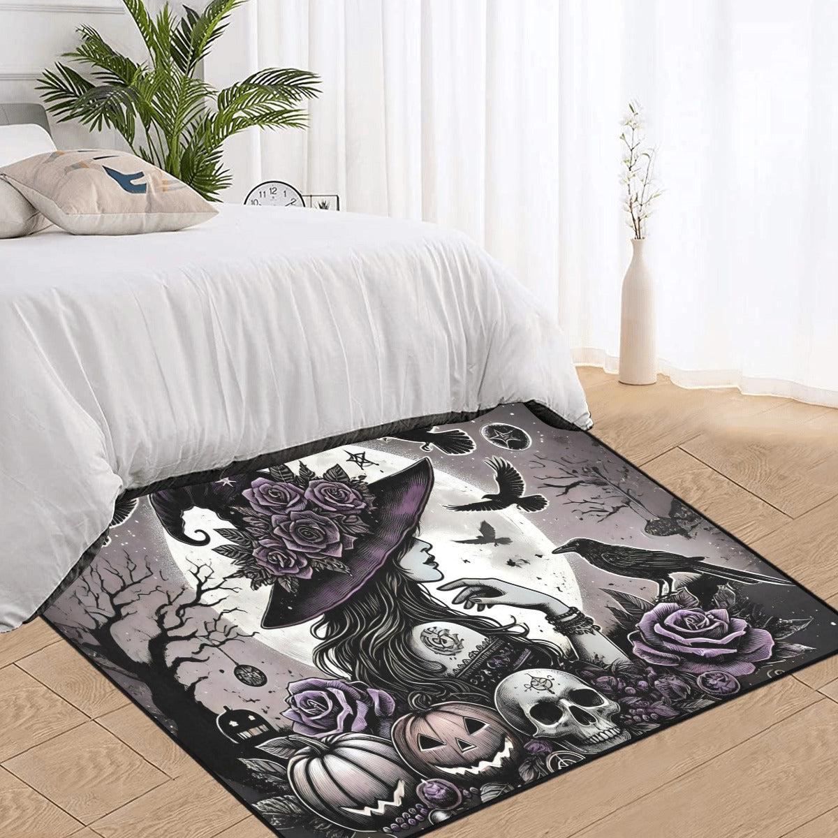 Moonlit Dark Witch Area Rug Gothic Witch Carpet for Halloween-MoonChildWorld