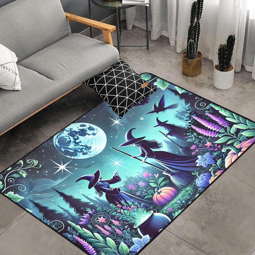 Moonlit Witches Area Rug Witchcraft Carpet for Halloween-MoonChildWorld