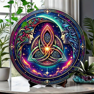 Celtic Moon Metal Sign Goddess Moon and Triquetra Wall Decor-MoonChildWorld