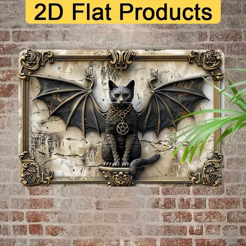 Gothic Demon Cat Wall Art Wicca Black Cat Metal Sign Witchcraft Wall Decor-MoonChildWorld