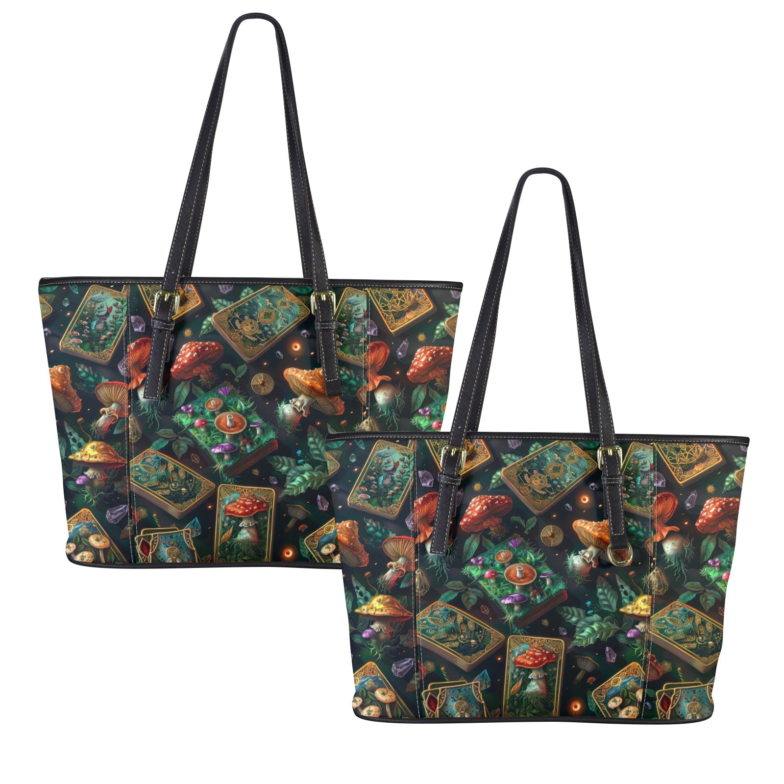 Mushroom Tarot Cards Witchy Tote Bag-MoonChildWorld