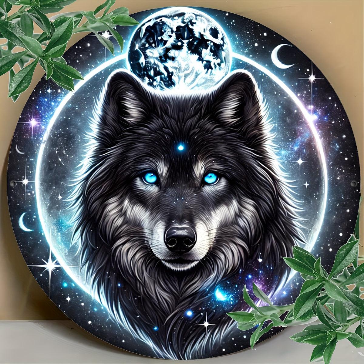 Moon Wolf Metal Sign Spirit Wolf Wall Art Christmas Home Decor-MoonChildWorld