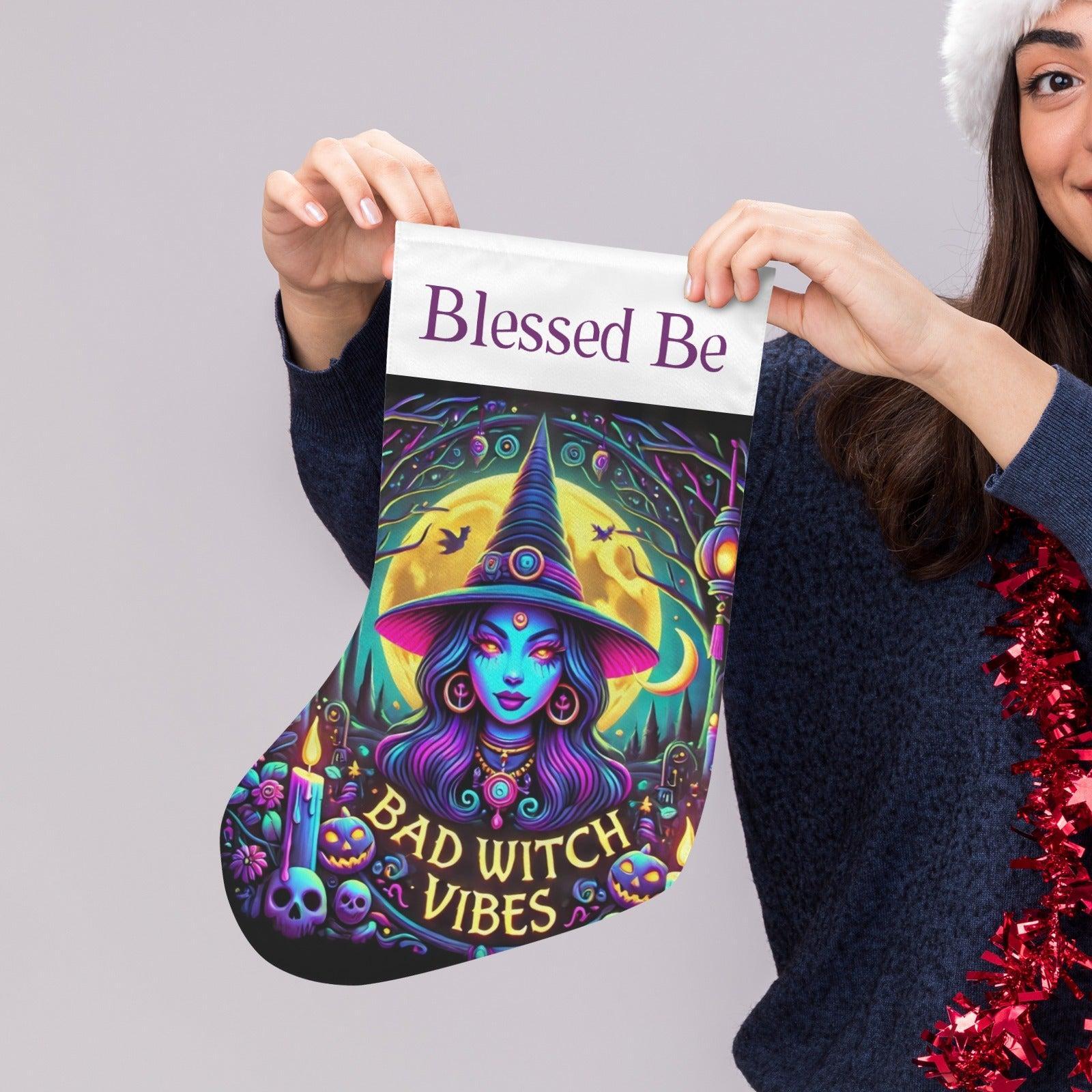 Gothic Witch Christmas Stocking for Yule Decorations-MoonChildWorld