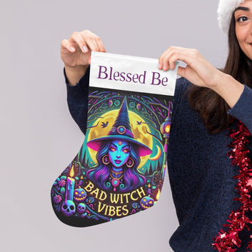 Gothic Witch Christmas Stocking for Yule Decorations