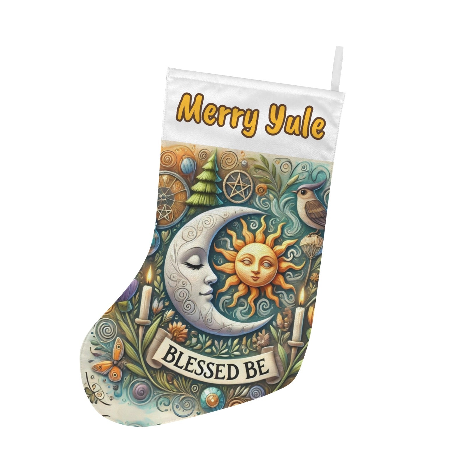 Pagan Sun Moon Wicca Christmas Stocking for Yule Decorations-MoonChildWorld