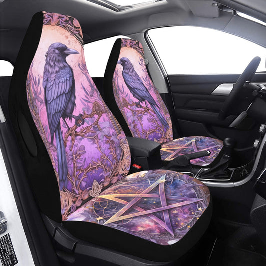 Magic Pentagram Dark Crow Gothic Raven Car Seat Covers