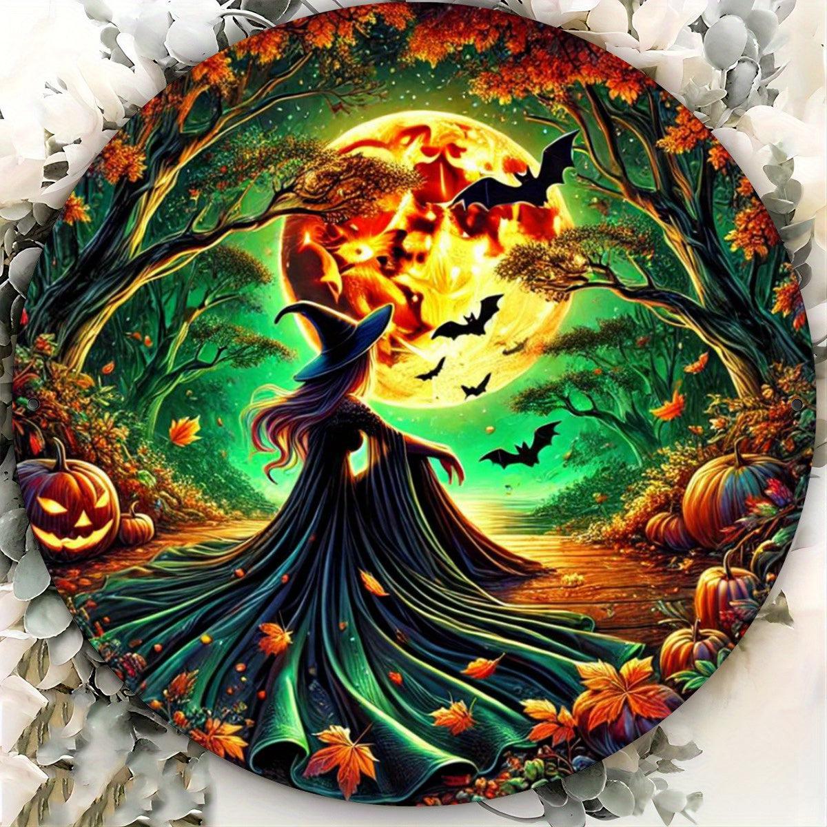 Moonlight Witch Metal Sign Halloween Wall Art-MoonChildWorld