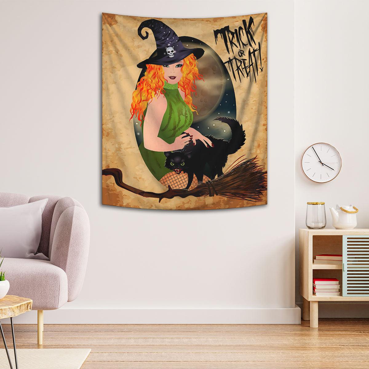 Witch Gothic Tapestry Halloween Wall Hanging-MoonChildWorld