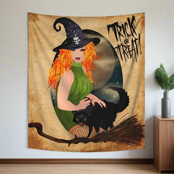 Witch Gothic Tapestry Halloween Wall Hanging-MoonChildWorld