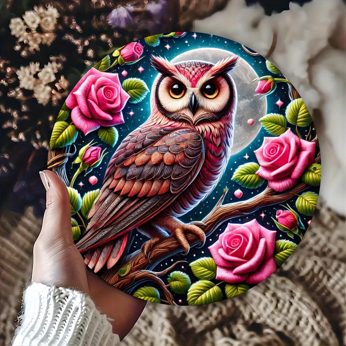 Valentine's Day Owl Metal Sign Rustic Wall Decor-MoonChildWorld