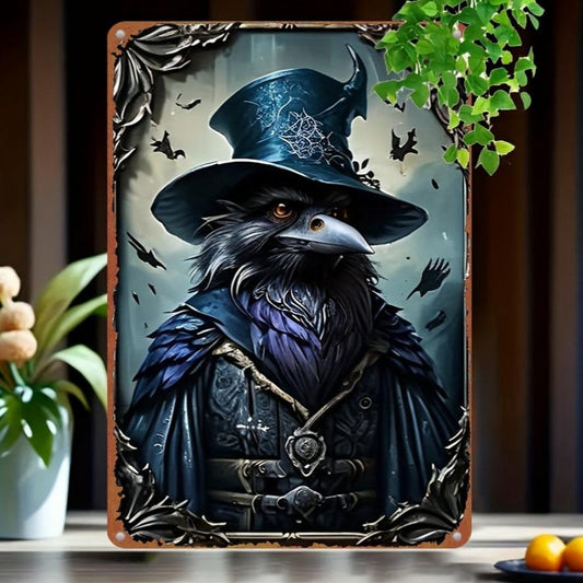 Mystical Raven Wizard Decorative Sign Black Raven Wall Hanging Art Plaque