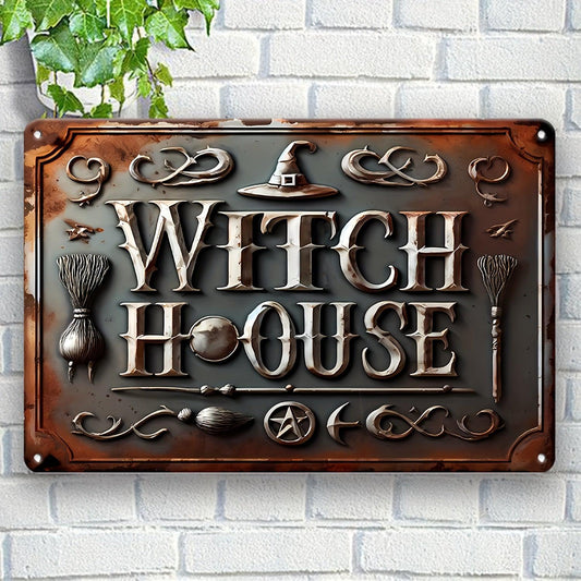 Vintage Witch House Metal Sign Witchy Wall Decor Halloween Welcome Sign