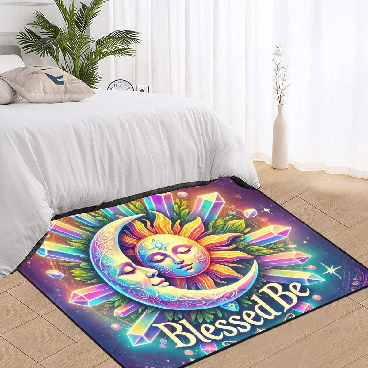 Crystal Witch Sun Moon Area Rug Blessed Be Wiccan Carpet-MoonChildWorld