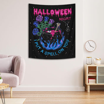 Cauldron Witch Tapestry Halloween Gothic Wall Hanging