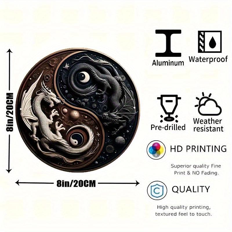 Yin Yang Dragons Wall Art Dragon Metal Sign Mythical Dragon Decor-MoonChildWorld