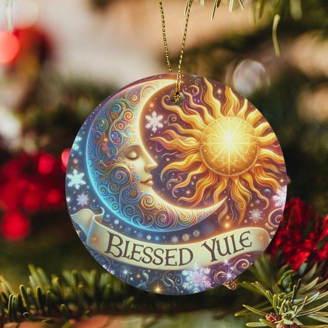 Sun Moon Ceramic Christmas Ornament for Yule Tree Decorations-MoonChildWorld