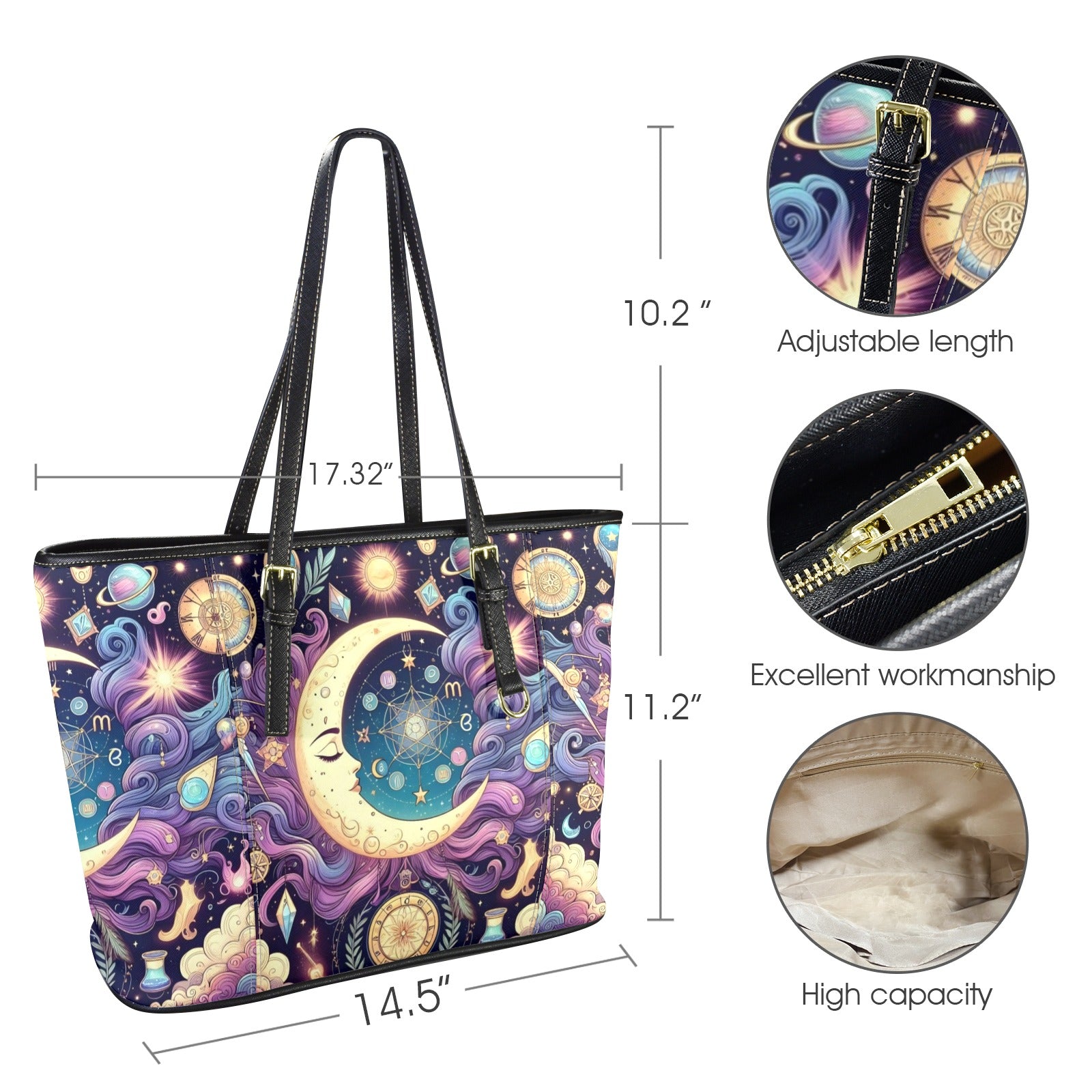 Magical Crescent Moon Tote Bag-MoonChildWorld