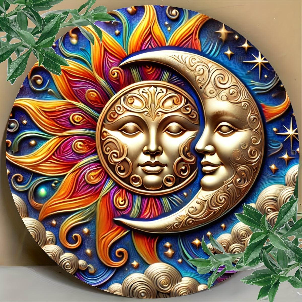 Solar and Lunar Wall Art Sun and Moon Metal Sign-MoonChildWorld