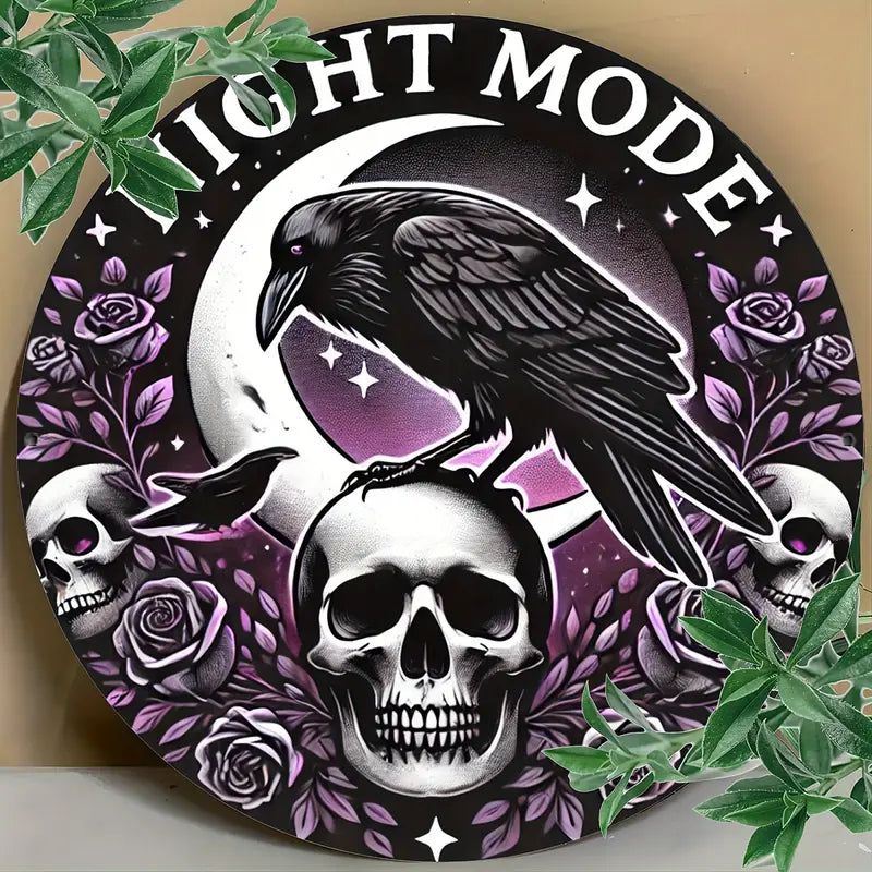 Gothic Raven Metal Sign Witchy Crow Metal Sign-MoonChildWorld